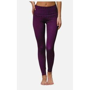 Onzie Hot Yoga High Rise Purple Polka Dot Athletic Leggings M/L